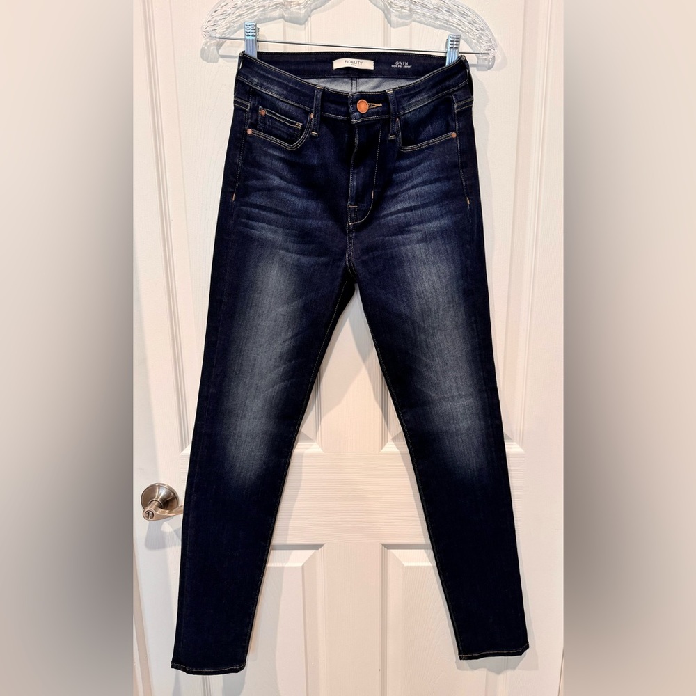 FIDELITY DENIM Gwen High Rise Skinny Jeans, size 27, color: Solar